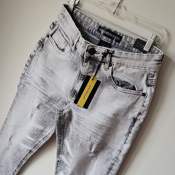 Men's Slim Straight Fit Gray Denim 30x30 - Picture 1 of 9
